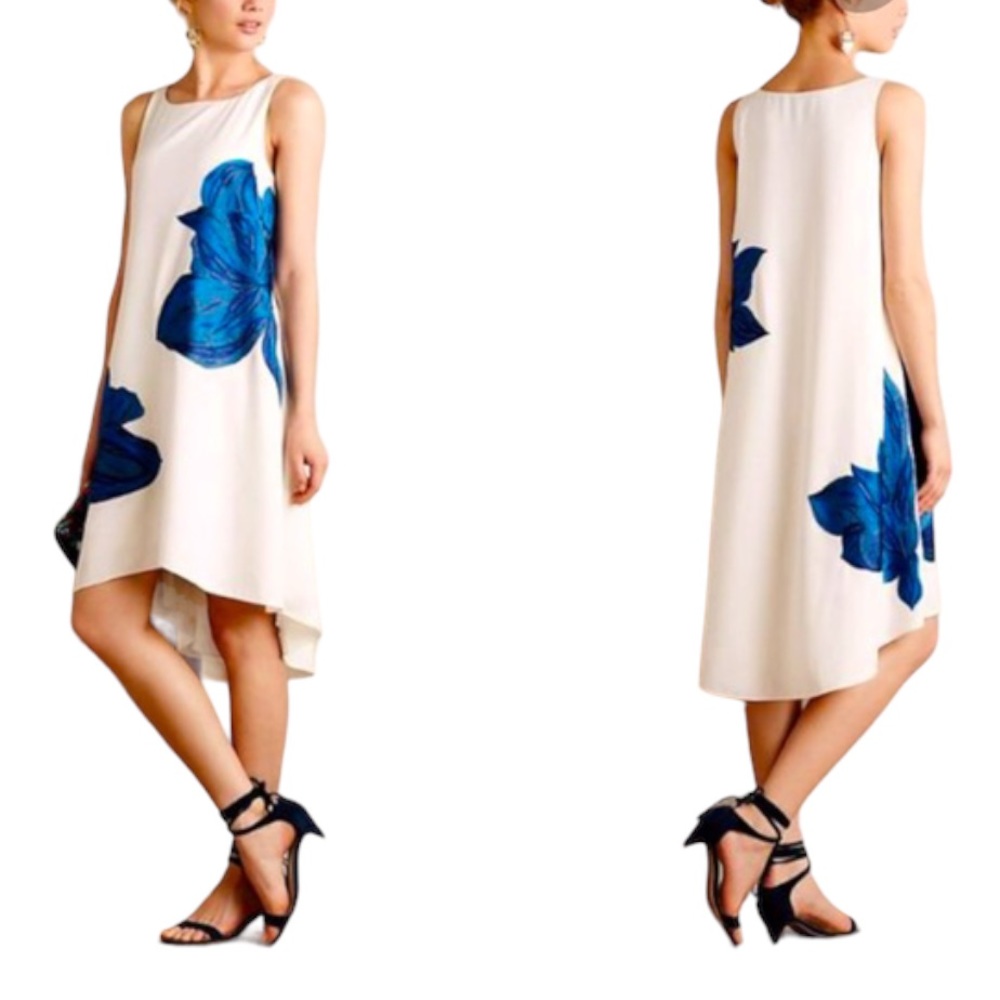 Ranna Gill White and Blue High Low Dress
